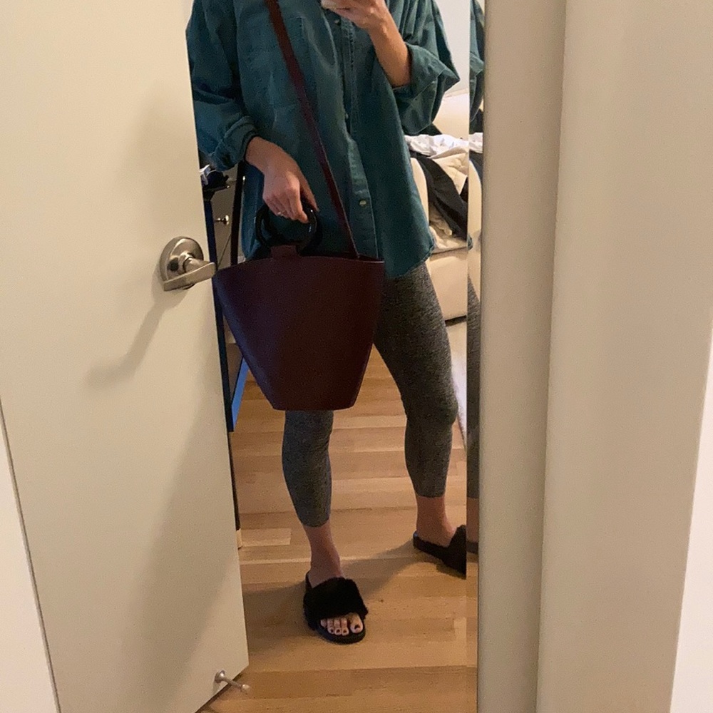 STAUD Burgundy Bag with Black Handles - Picture 6 of 6